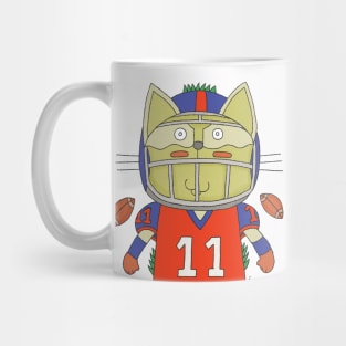 Cat Goof Football Player Number Eleven Geared Up Mug